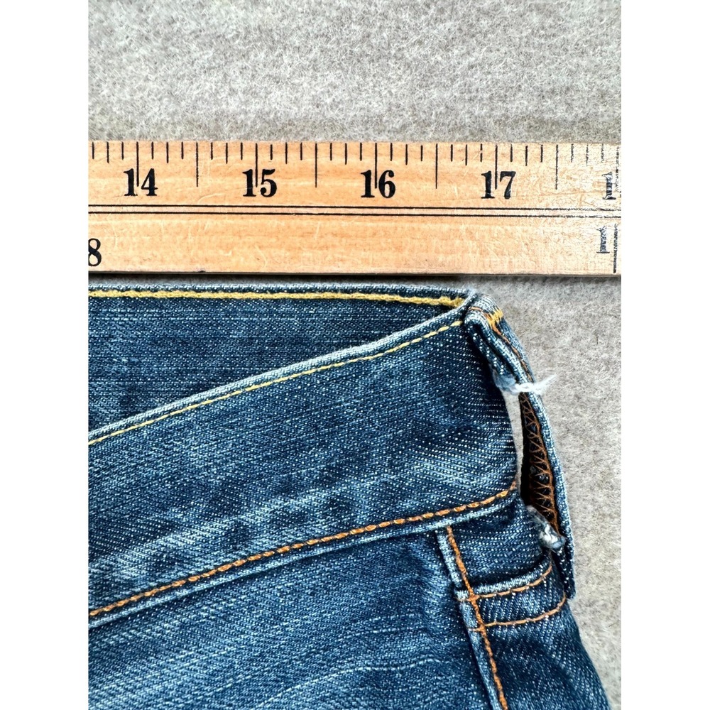 Levis 501 Authentic Jeans Mens 36x34 Blue Whiskering Denim Cotton Logo Mid Rise - Picture 11 of 16